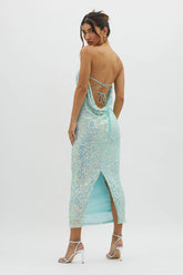 C'est Moi Sequin Laced Back Blue